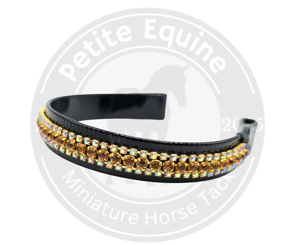 J Hook Noseband | Wide Amber Rhinestone