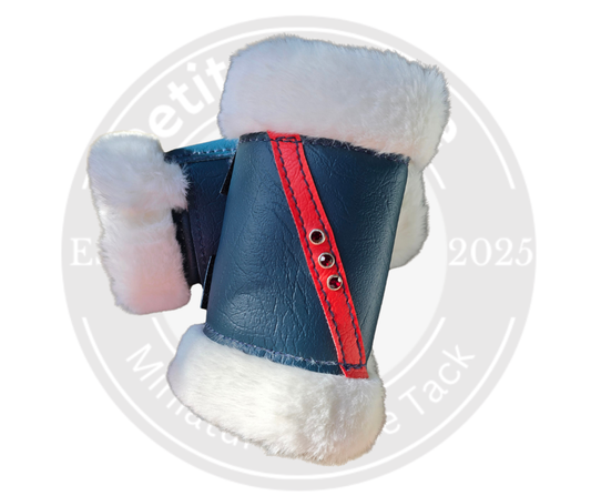 Faux Fur Stable Boots| Navy And Red