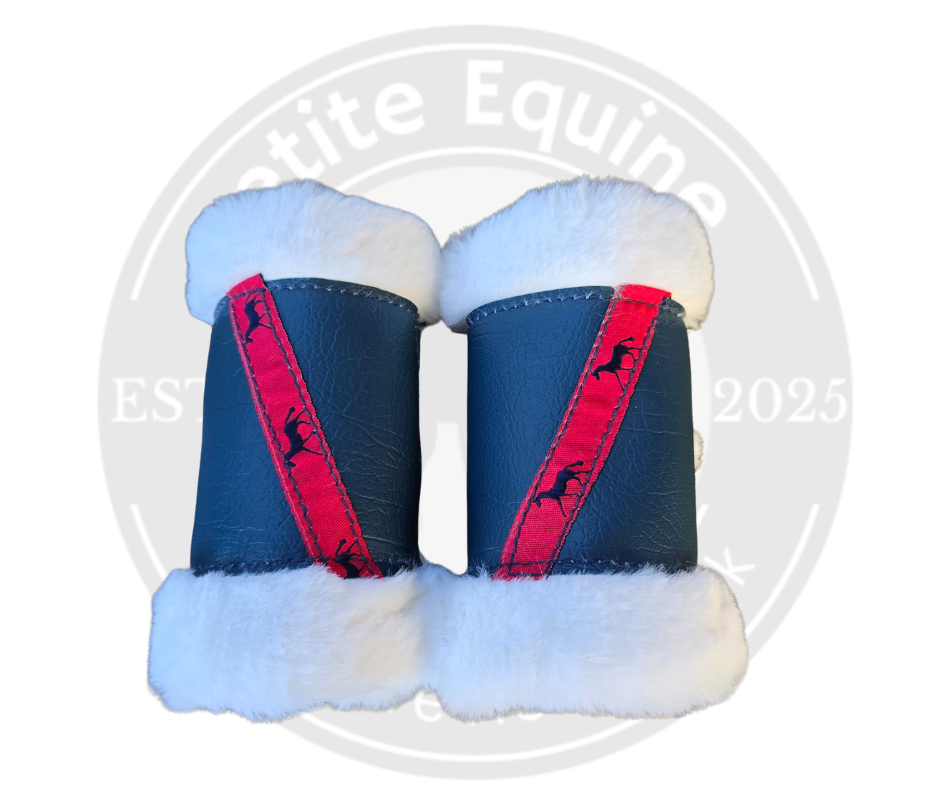 Minky Stable Boots| Navy With Red Horse Detail