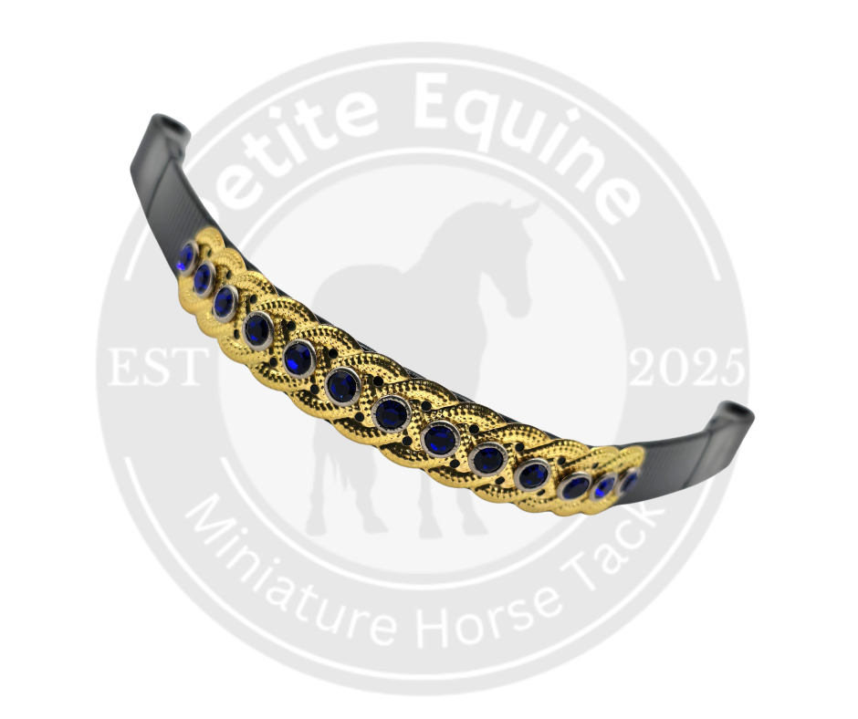 J Hook Noseband | Brass And Blue Rhinestone